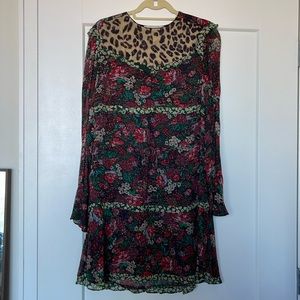 Scotch & Soda Floral Motif Crinkle Chiffon Dress w/ Drawstring Waist Size S (1)